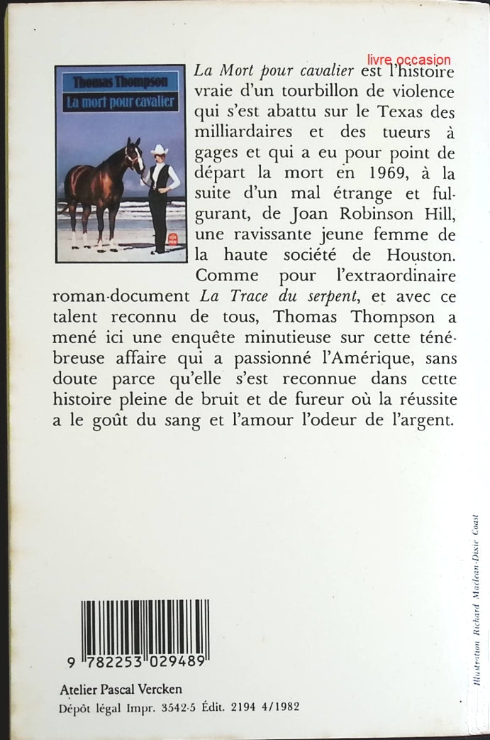 La mort pour cavalier - Thomas Thompson - Livre