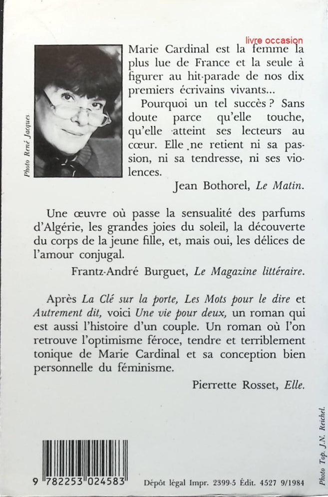 Une vie pour deux - Marie Cardinal - Livre