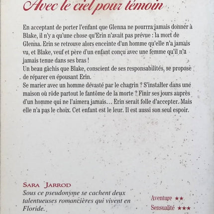 Avec le ciel pour témoin - Sara Jarrod - Livre