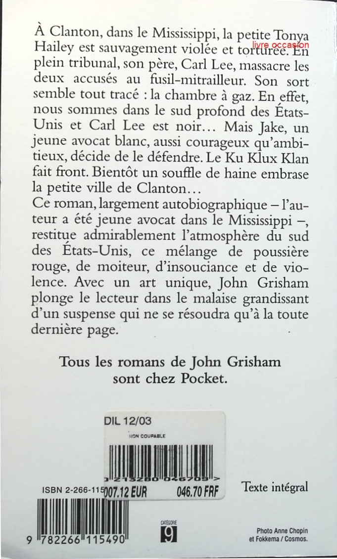 Non Coupable - John Grisham - Livre