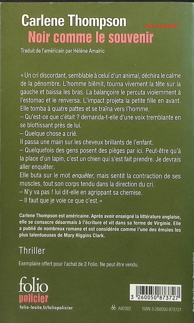 Noir comme le souvenir - Carlene Thompson - Livre
