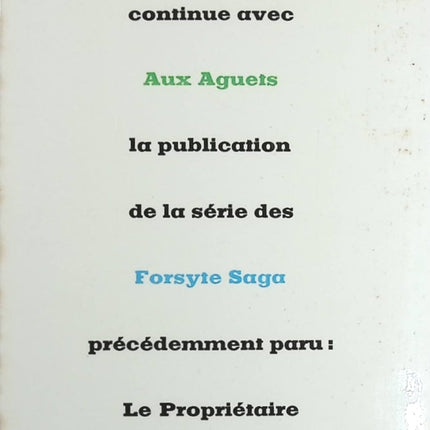 Aux aguets - John Galsworthy - Livre