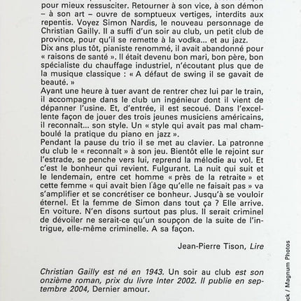 Un soir au club - Christian Gailly - Livre