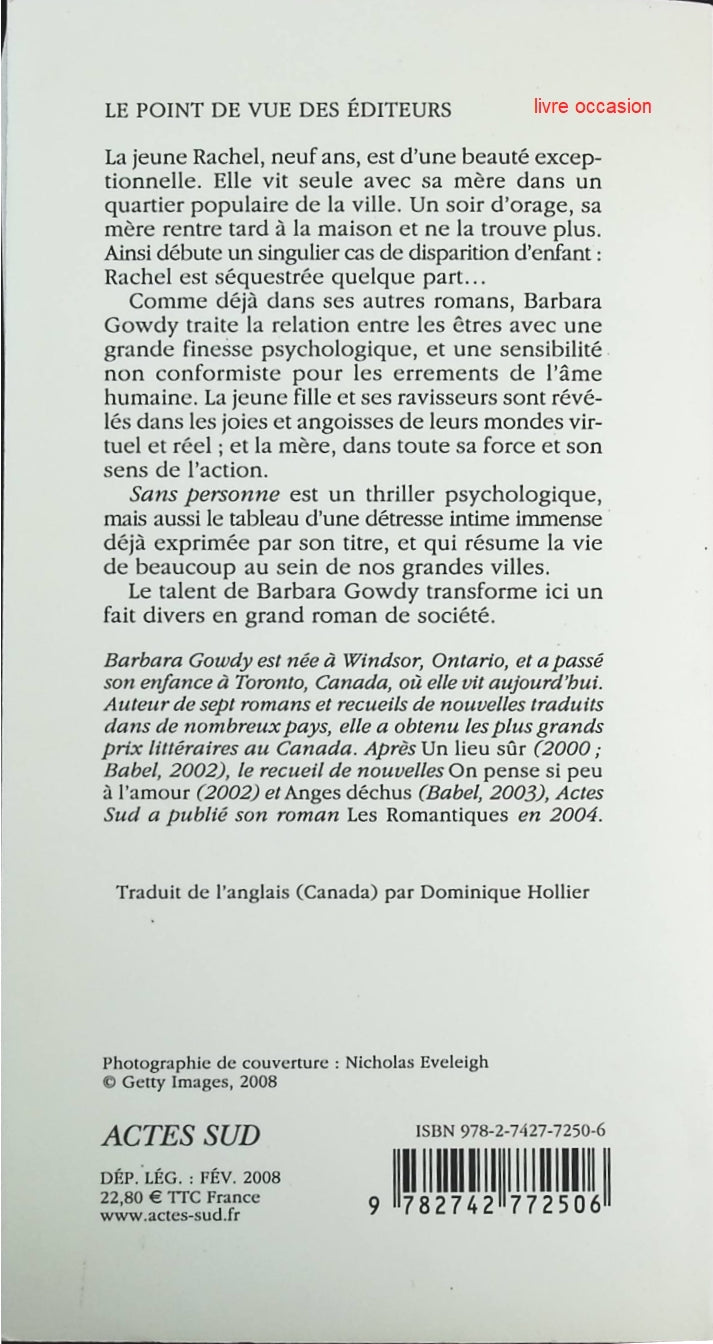 Sans personne - Barbara Gowdy - Livre