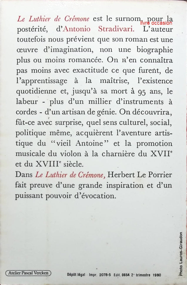 Le Luthier de Crémone - Herbert Le Porrier - Livre