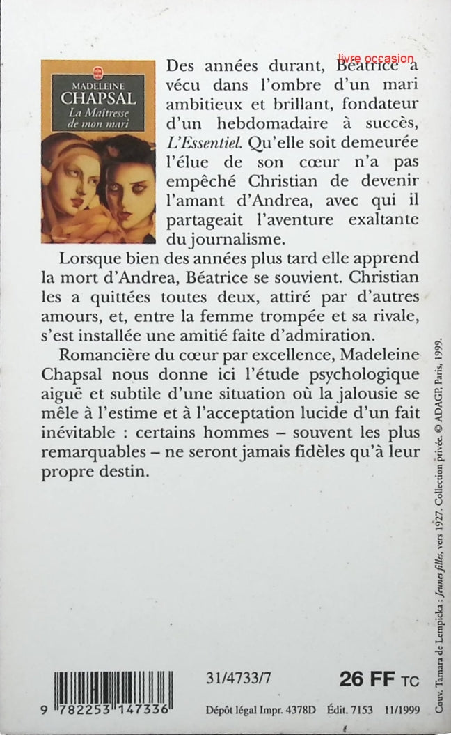 La maîtresse de mon mari - Madeleine Chapsal - Livre