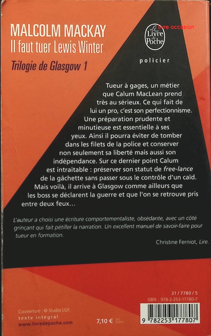 Il faut tuer Lewis Winter - Malcolm Mackay - Livre