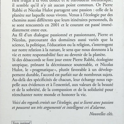 Graines de possibles : Regards croisés sur l'écologie - Nicolas Hulot Pierre Rabhi - Livre