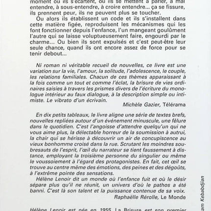 La brisure - Hélène Lenoir - Livre