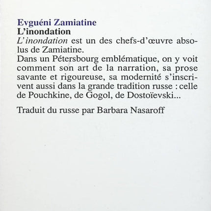 L'inondation - Evgueni Zamiatine - Livre