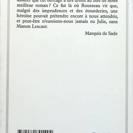 Manon Lescaut - Abbé Prévost - Livre