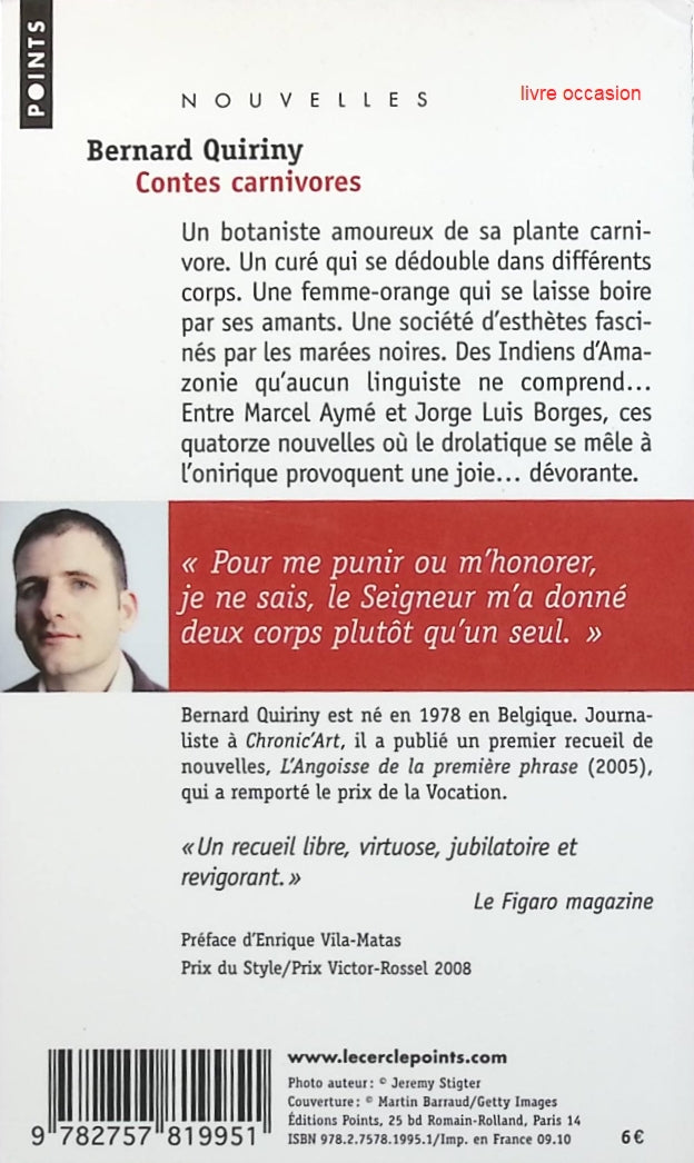 Contes carnivores - Bernard Quiriny - Livre
