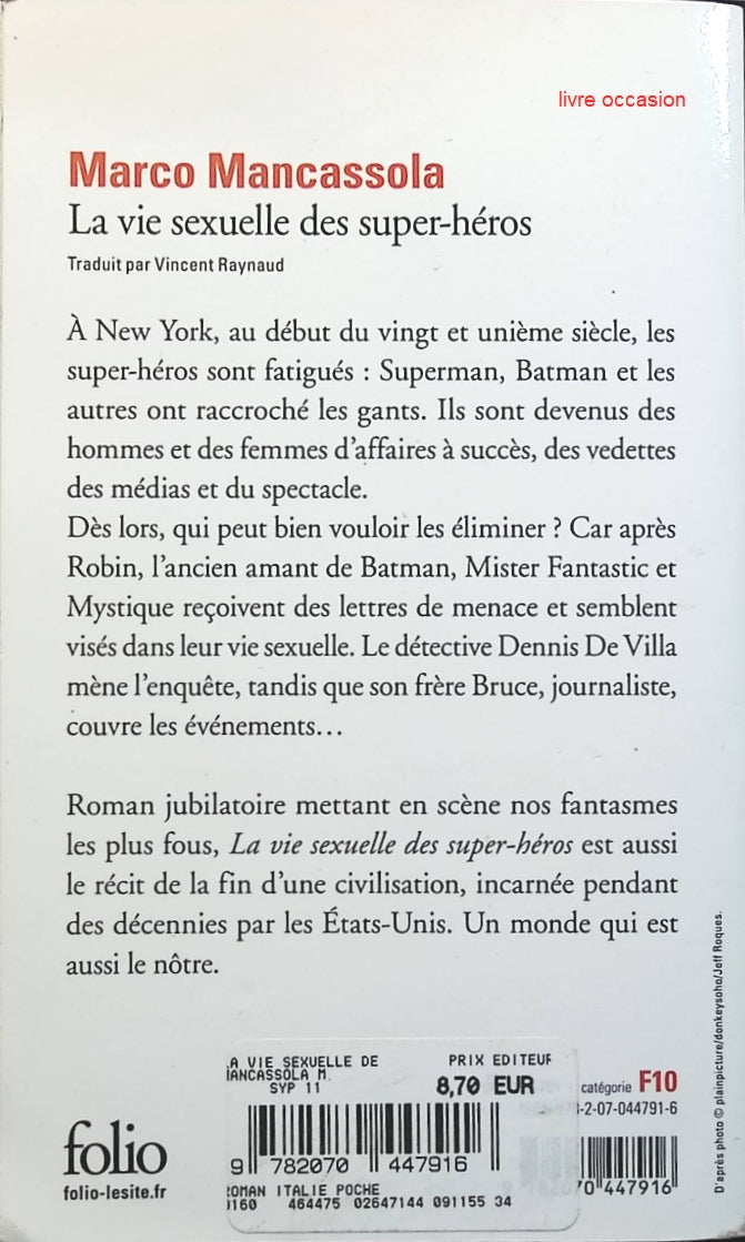 La vie sexuelle des super-héros - Marco Mancassola - Livre