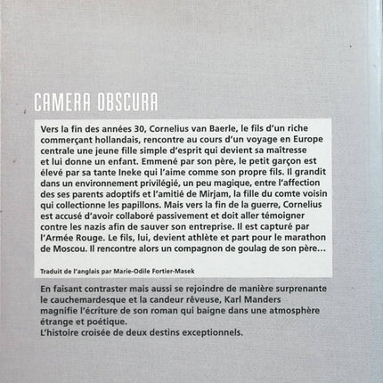 Camera obscura - Karl Manders - Livre