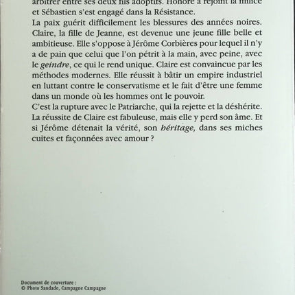 Les Maîtres Du Pain tome 2 : L'héritage - Bernard Lenteric - Livre