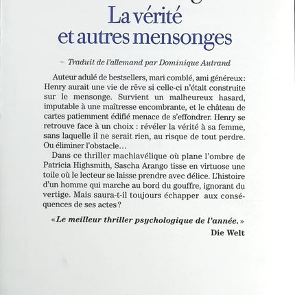 La Vérité et autres mensonges - Sascha Arango - Livre