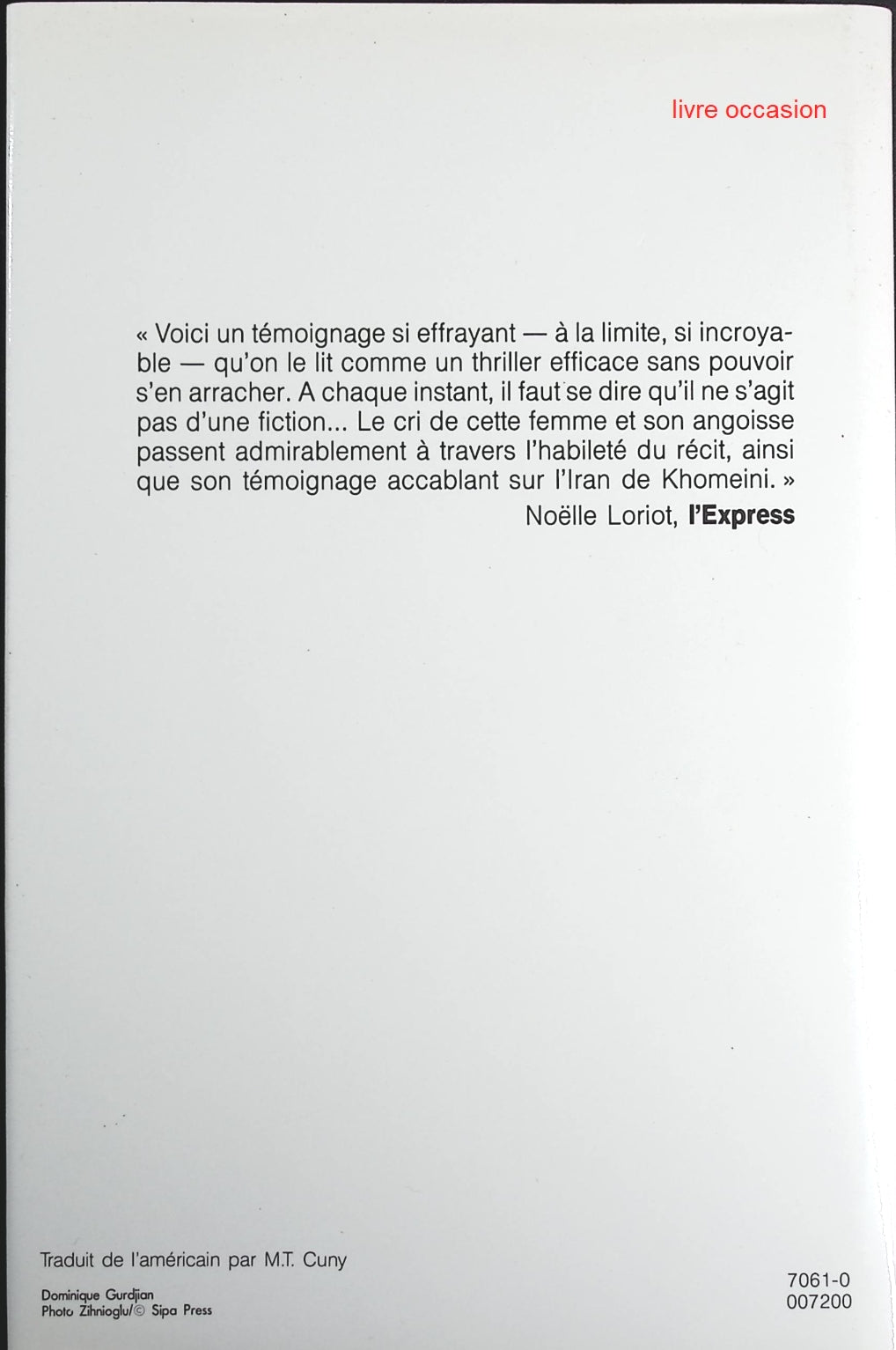 Jamais sans ma fille - Betty Mahmoody - Livre