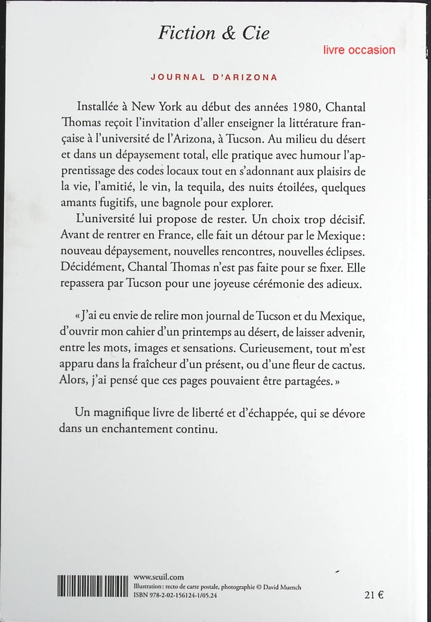 Journal d'Arizona et du Mexique - Chantal Thomas - Livre