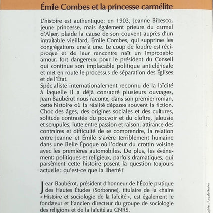 Emile Combes et la princesse carmélite - Jean Baubérot - Livre