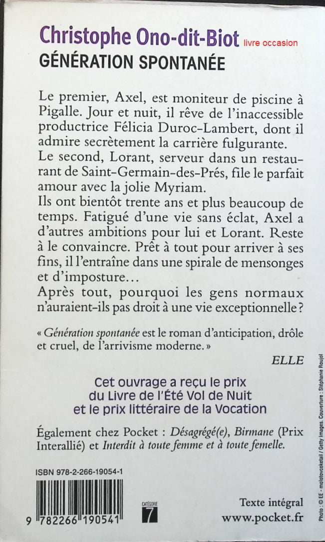 Génération spontanée - Christophe Ono-dit-Biot - Livre