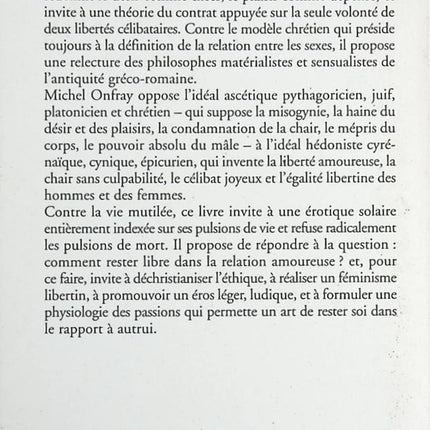 Théorie du corps amoureux - Pour une érotique solaire - Michel Onfray - Livre