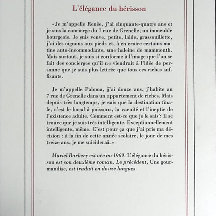 L'élégance du hérisson - Muriel Barbery - livre