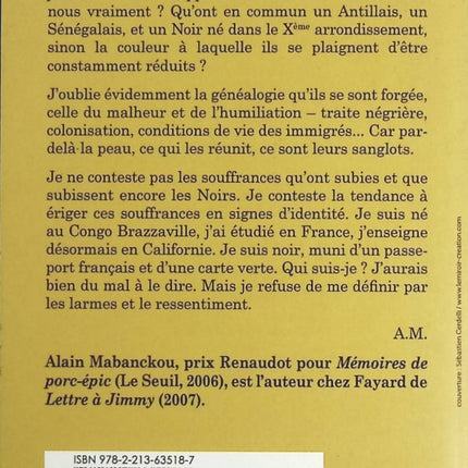 Le sanglot de l'homme noir - Alain Mabanckou - Livre
