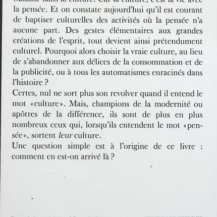 La Défaite de la pensée - Alain Finkielkraut - livre