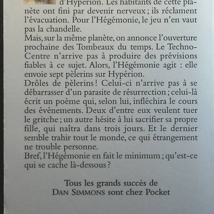 La chute d'Hypérion 1 - Dan Simmons - livre