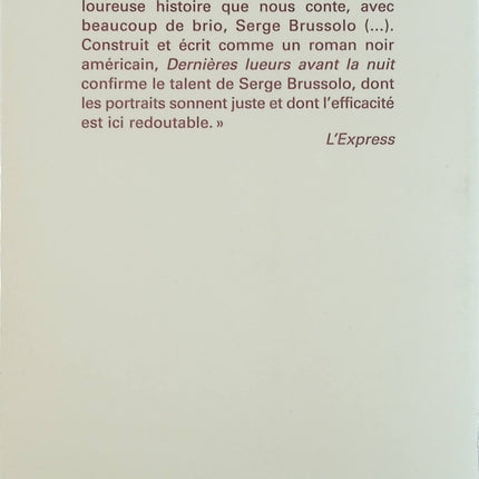 Dernières lueurs avant la nuit - Serge Brussolo - Livre
