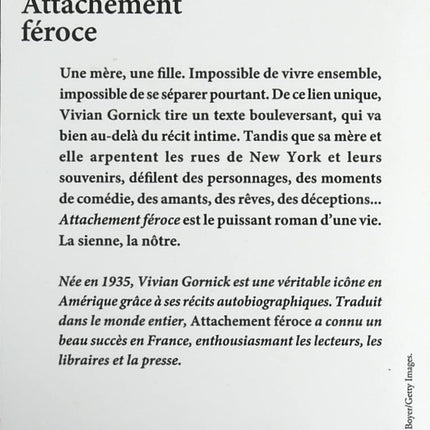 Attachement féroce - Vivian Gornick - Livre