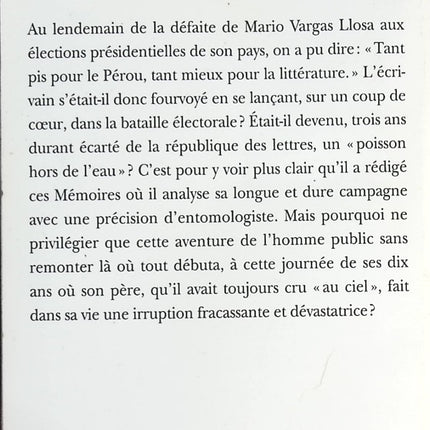 Le poisson dans l'eau - Mario Vargas Llosa - livre