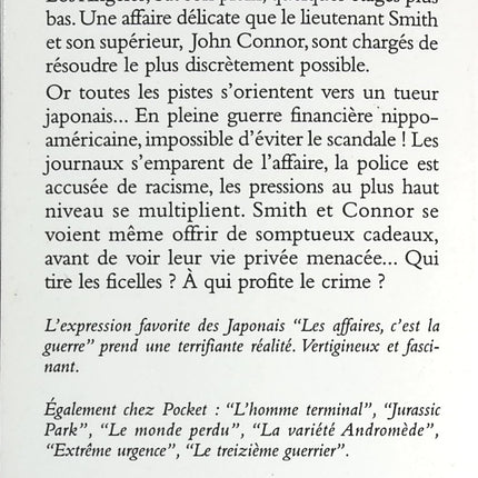 Soleil levant - Michael Crichton - livre