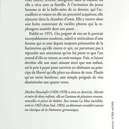 Une poignée de vies - Marlen Haushofer - livre