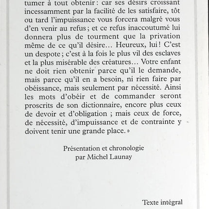 Emile ou de l'éducation - Rousseau Jean-Jacques - livre