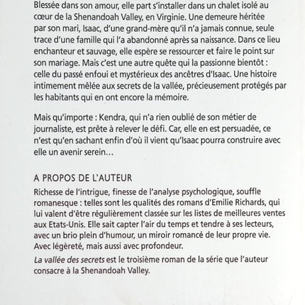 La vallée des secrets - Emilie Richards - livre