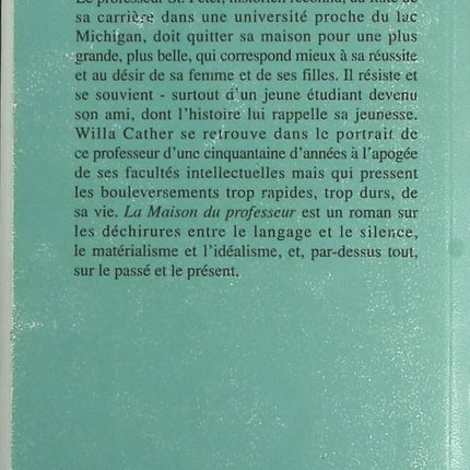 La Maison du professeur - Willa Cather - livre