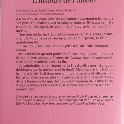 L'histoire de l'amour - Nicole Krauss - livre