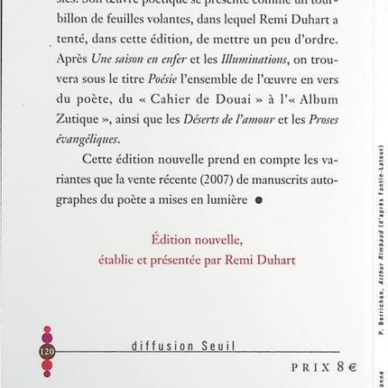 Poésies - Arthur Rimbaud - livre