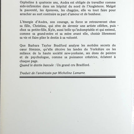 Quand le destin bascule - Barbara Taylor Bradford - Livre