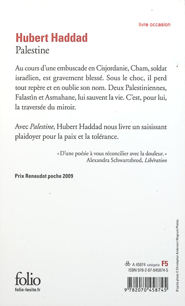 Palestine - Hubert Haddad - Livre