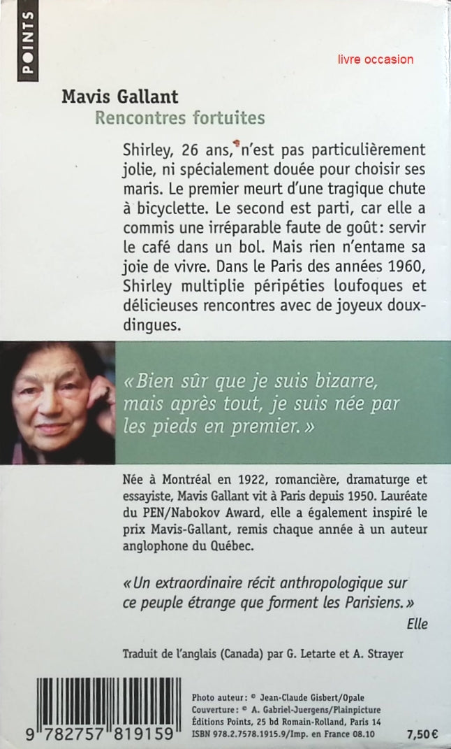 Rencontres fortuites - Mavis Gallant - Livre