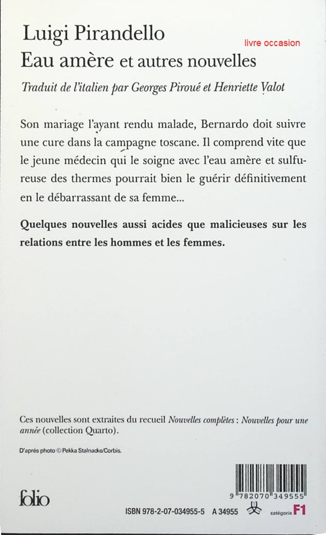 Eau amère - Luigi Pirandello - Livre