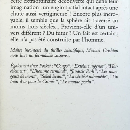 Sphère - Michael Crichton - Livre