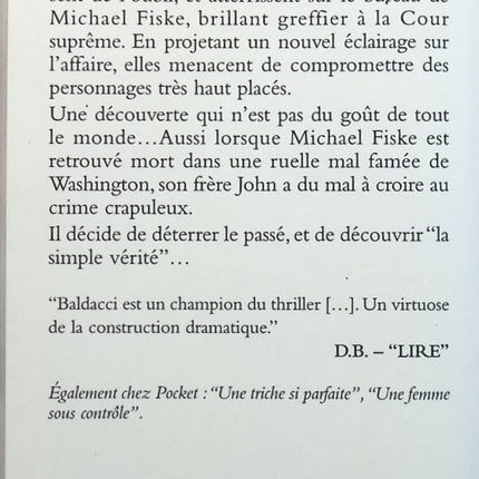La simple vérité - David Baldacci - Livre