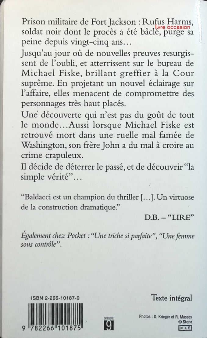 La simple vérité - David Baldacci - Livre