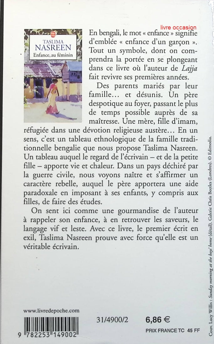 Enfance au féminin - Taslima Nasreen - Livre