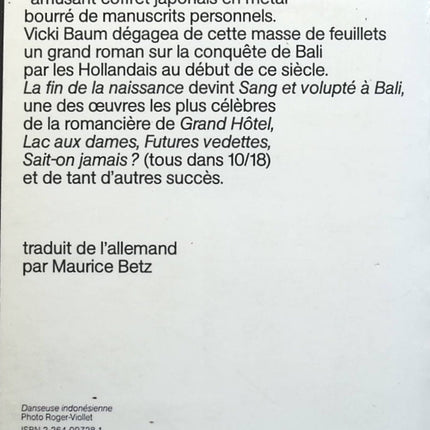 Sang et volupté à Bali - Vicki Baum - Livre