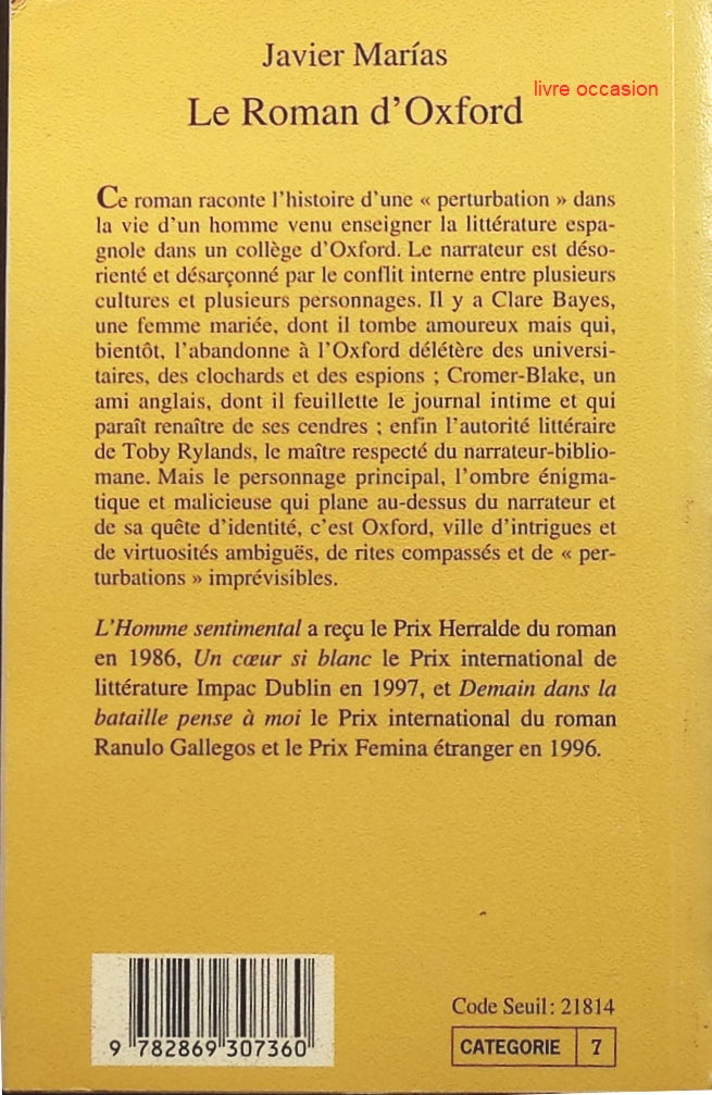 Le roman d'Oxford - Javier Marías - Livre