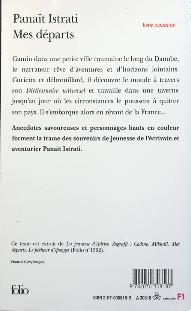 Mes départs - Panaït Istrati - Livre